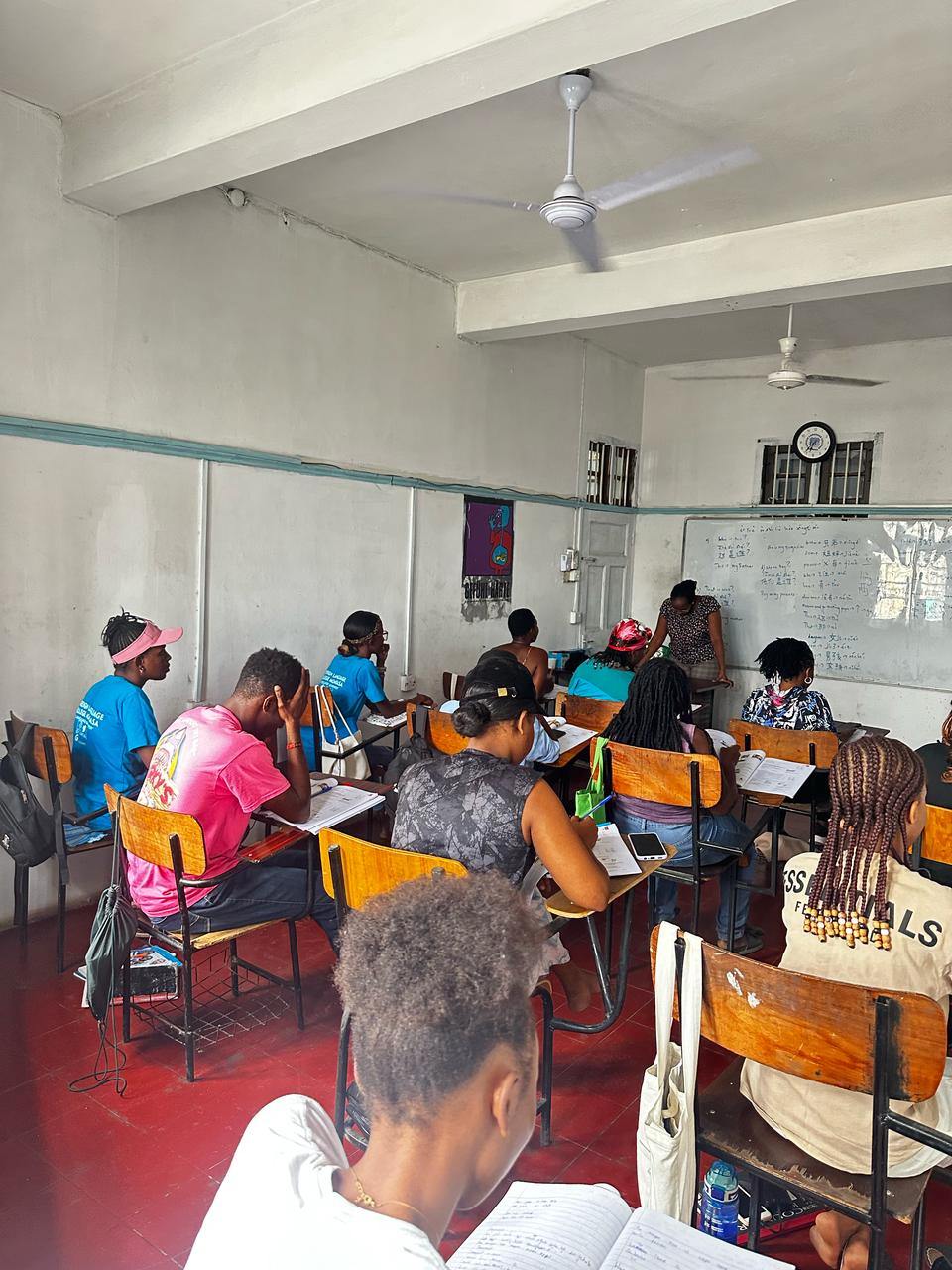 Students focused on language exercises at Foreign Language College